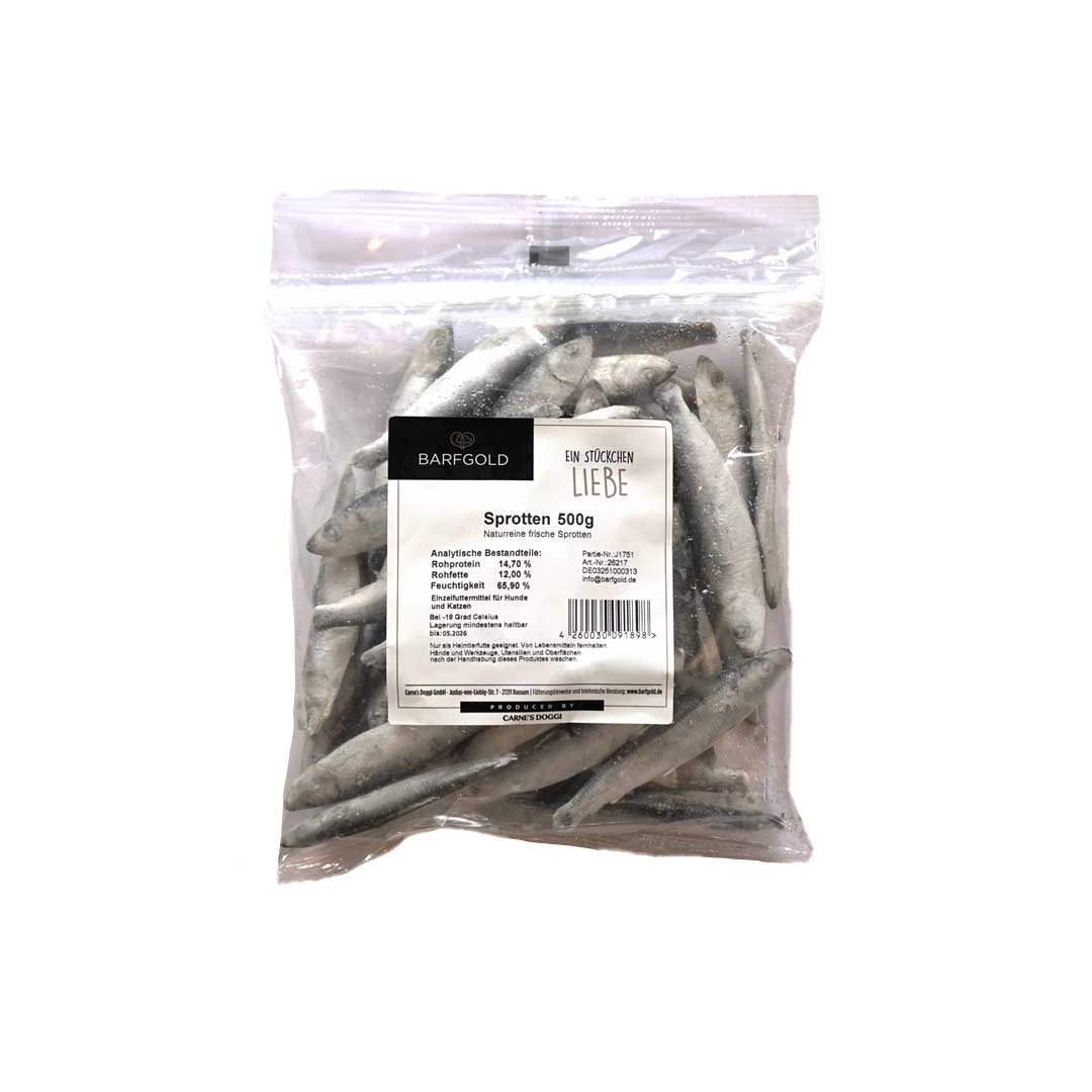 BARFGOLD Fisk, hele Brislinger, frost 500g