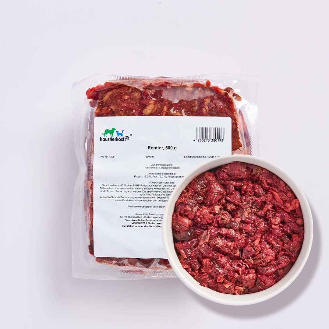 Haustierkost Rensdyr til BARF, frost 500g | Nutriment | Nutriment Danmark
