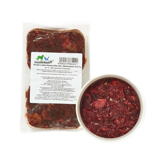 Haustierkost Okseindmad (50% Lever, 25% Nyre, 25% Milt), frost 500g