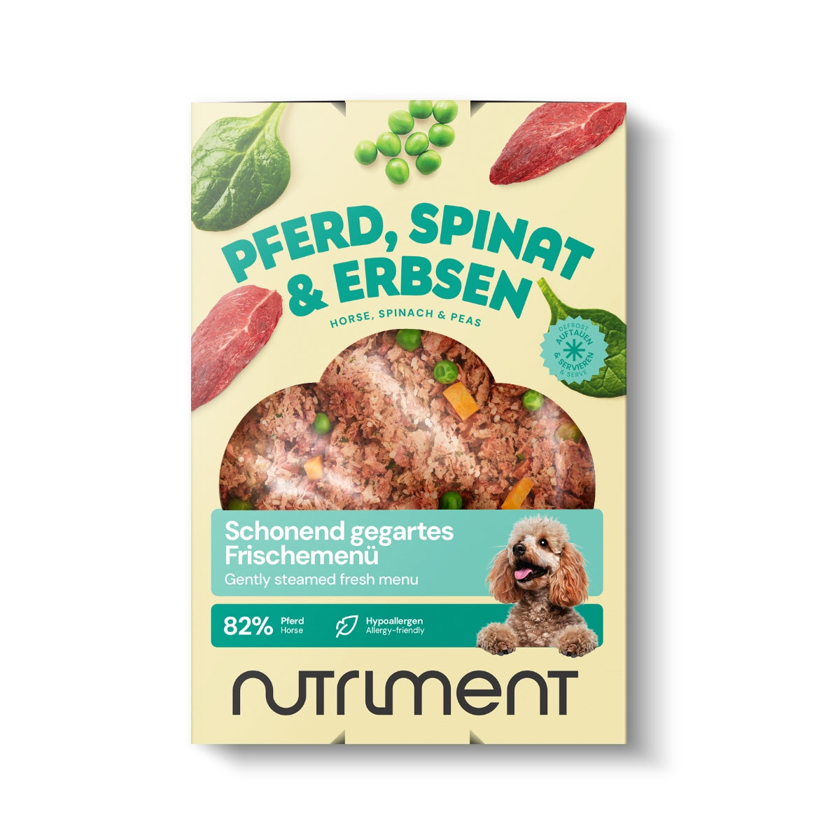 Frisk Menu Hest med Spinat & Ærter‚ frost 400 g | Nutriment | Nutriment ...