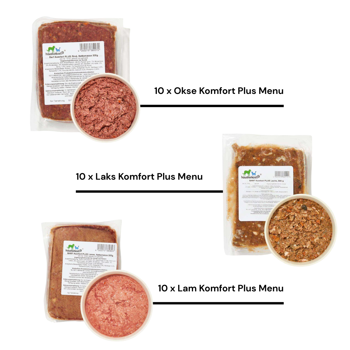Haustierkost Komfort Plus - Okse, Laks & Lam (Indhold 15 kg)