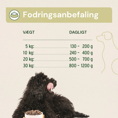 Fodringsanbefaling til hund - daglig mængde efter vægt